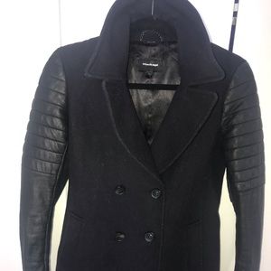 Mackage coat wool with leather sleeves